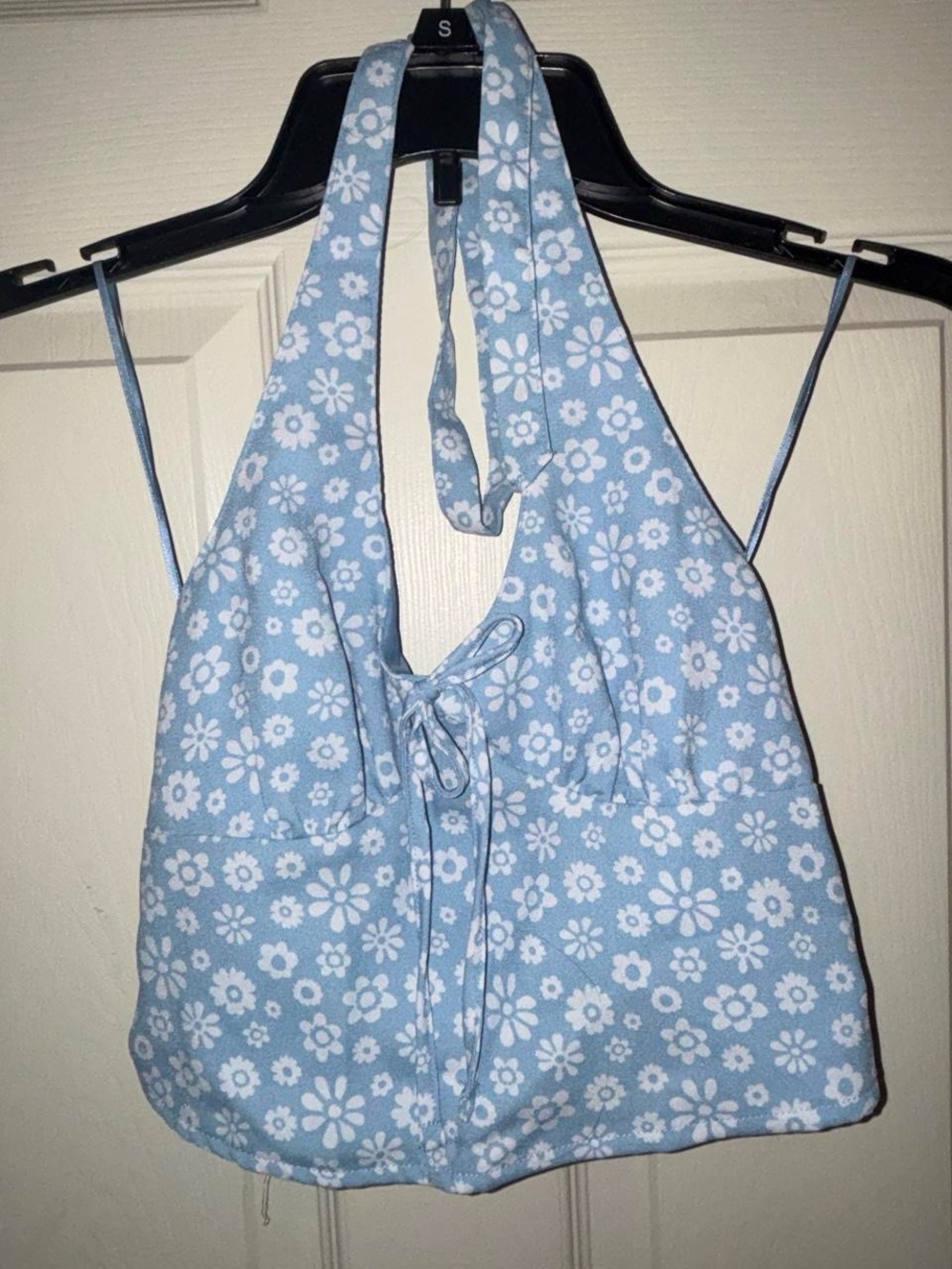 Hollister Light Blue Floral Halter Crop Top